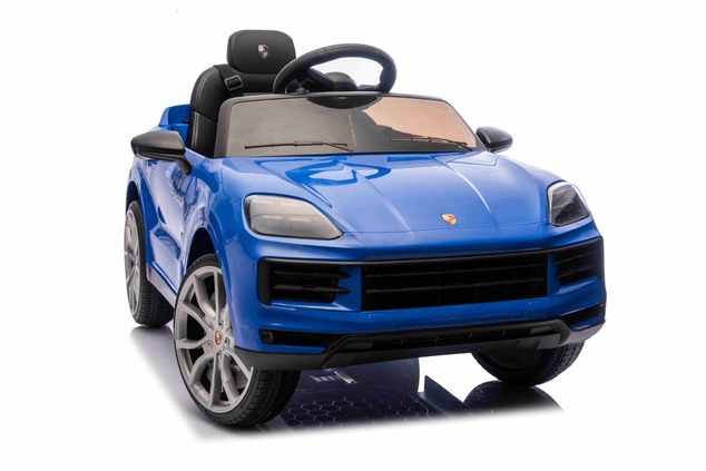 Auto elettrica per bambini Porsche Cayenne 12V con trazione posteriore - con licenza (1 posto), blu,