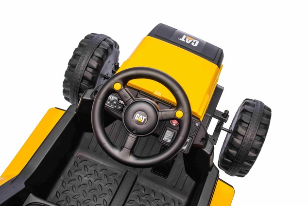 Licensed Caterpillar Electric Excavator, Single Seat, Yellow, USB Input on MP3 Player, Rear Drive wi