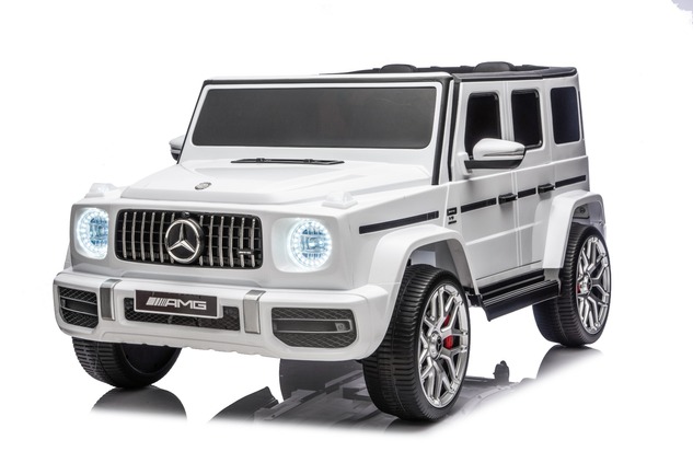 Electric Ride-on car Mercedes-Benz G63 AMG 4x4 Two-seater 24V, white, MP3 Player with USB/AUX and Bl