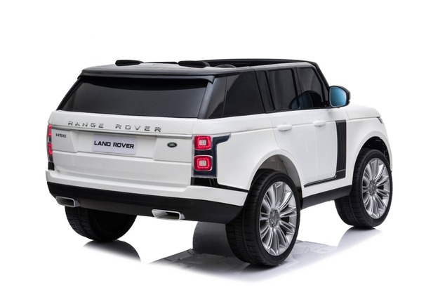 Electric Ride-On Range Rover, White, Double Leather Seat, LCD Display with USB Input, 4x4 Drive, 2x