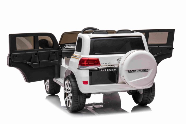 Electric Ride on Car Toyota Landcruiser 12V, WHITE, Leatherette seat, 12V/7AH Battery, Opening doors