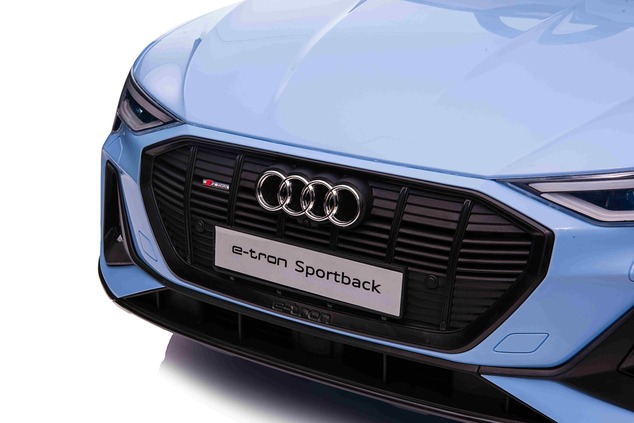 Electric Ride-on car Audi E-tron Sportback 12V, blue, wide single seat with three-point seat belt, 2