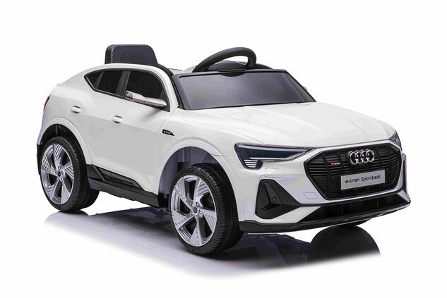 Electric ride-on car Audi E-tron Sportback 4x4 white, Leatherette seat, 2.4 GHz remote control, Eva