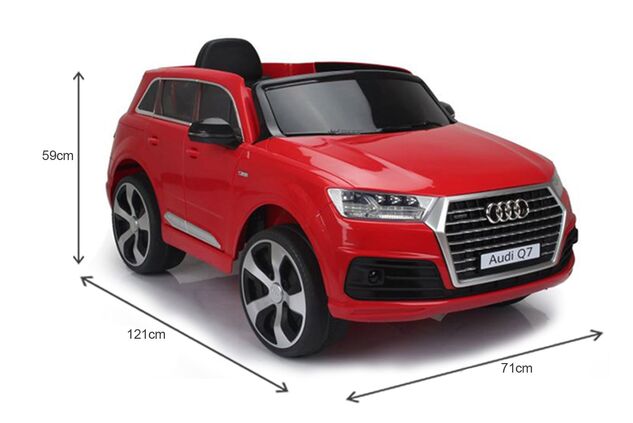 Auto elettrica per bambini Audi Q7 Quattro, Rosso, con licenza ufficiale, a batteria, porte apribili