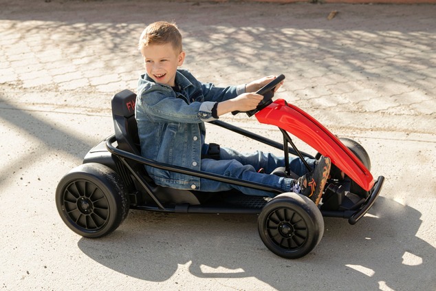 Drift Kart DRIFT-CAR 24V, Red, Smooth Drift wheels, 2 x 350W Motor, Drift mode at 13 Km / h, 24V Bat