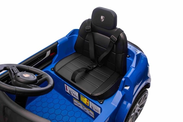 Auto elettrica per bambini Porsche Cayenne 12V con trazione posteriore - con licenza (1 posto), blu,