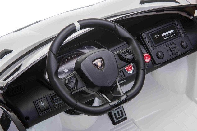 Electric Ride on Car Lamborghini Aventador 12V for two users, White, Vertical opening doors, 2 x 12V