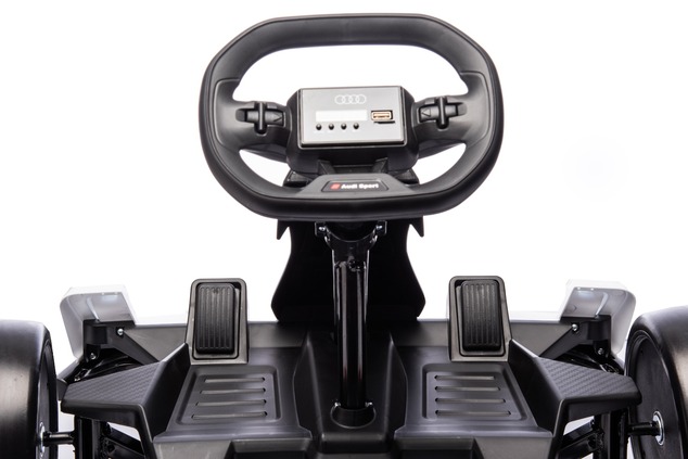 Licensed ride-on Drift Kart AUDI 24V, white, LED lights, 2 x 150W Motor, Drift mode with a speed of 