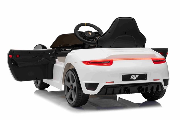 Electric Ride-on car RUF GT 12V, white, Opening doors, 2.4 GHz remote control, LED lights front and 
