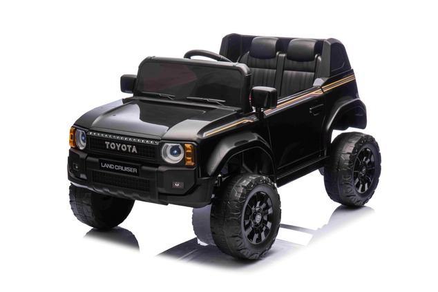 Electric ride-on car Toyota Landcruiser 12V, black, wide single seat, 2.4 GHz remote control, USB / 