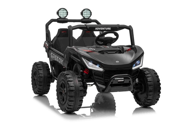 Electric Ride-on car T-REX Ride 4x4 Two-seater 24V, black, MP3 Player with USB/AUX input, 4x4 drive,
