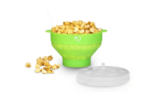 Richard Bergendi PoPuP Microwave Popcorn Popper with Convenient Handles, Silicone Popcorn Maker, Col