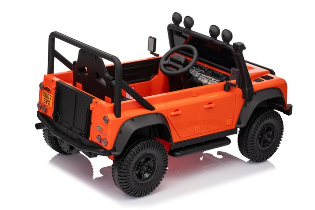 Electric Ride-on car Land Rover Defender 110 SVX 12V, orange, 4X4 drive, LED lights, front and rear 