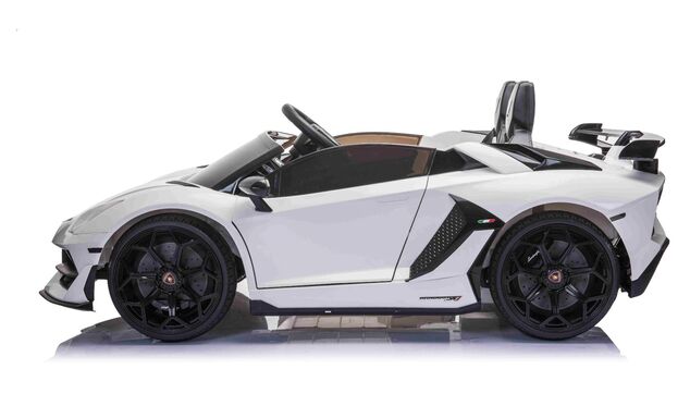 Electric Ride on Car Lamborghini Aventador 12V for two users, White, Vertical opening doors, 2 x 12V
