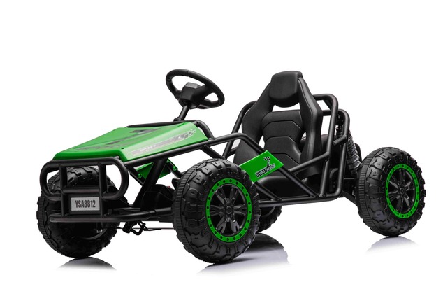 Electric Ride-on SPORT-CART 24V, green, Soft EVA wheels, Leatherette seat, 2 x 50W Motor, 24V Batter