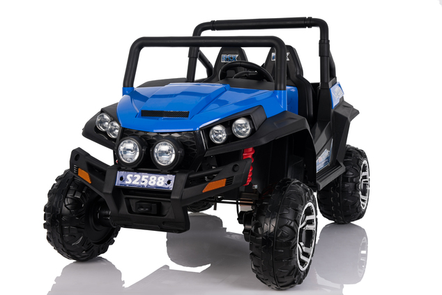 Electric Ride-On Toy Car RSX Blue - 2.4Ghz, 2x12V, 4 X MOTOR, remote control, two-seats in leather, 