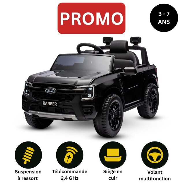 Electric Ride-on car FORD 707 12V, black, Leather seat, 2.4 GHz remote control, Bluetooth / USB Inpu
