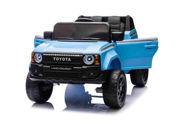 Electric ride-on car Toyota Landcruiser 12V, blue, wide single seat, 2.4 GHz remote control, USB / A
