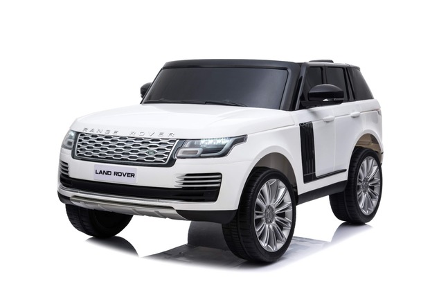 Electric Ride-On Range Rover, White, Double Leather Seat, LCD Display with USB Input, 4x4 Drive, 2x