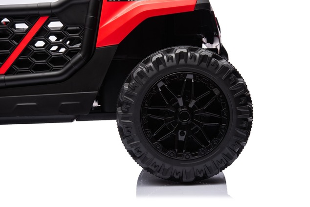 Electric ride-on car UTV Small 12V, red, Rear wheel drive, 12V battery, Plastic wheels, Wide double 