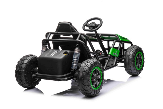 Electric Ride-on SPORT-CART 24V, green, Soft EVA wheels, Leatherette seat, 2 x 50W Motor, 24V Batter
