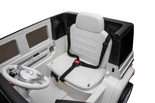 Electric Ride-on car Mercedes-Benz EQG 12V, white, LED underlighted body parts, Functional front and