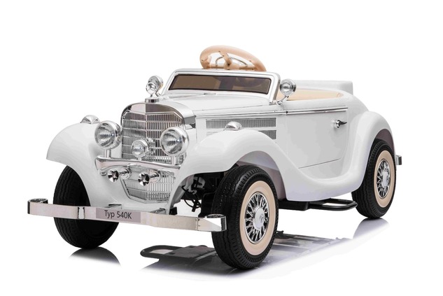 Electric Ride-On Toy Car Mercedes-Benz 540K, White, Local parental control by Steering wheel, 2.4Ghz