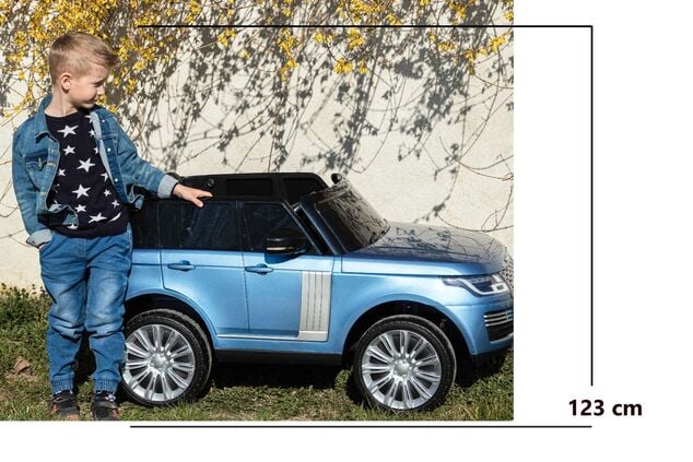 Electric Ride-On Range Rover, White, Double Leather Seat, LCD Display with USB Input, 4x4 Drive, 2x