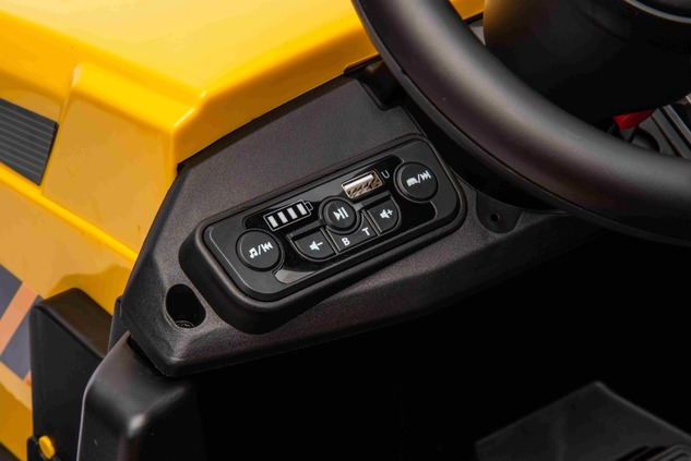 Licensed Caterpillar Electric Excavator, Single Seat, Yellow, USB Input on MP3 Player, Rear Drive wi