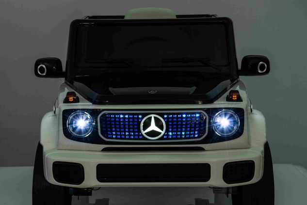 Electric Ride-on car Mercedes-Benz EQG 12V, white, LED underlighted body parts, Functional front and