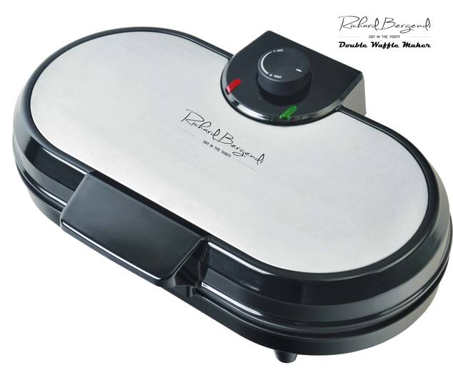 Richard Bergendi Double Belgian Waffle Maker, Waffle Iron, 1200 W, Non Stick Plates, Variable Temper