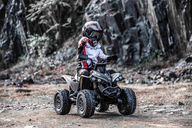 Can-am Renegade electric Ride-on quad, red, single seater, front and rear suspension, LED lights, Li