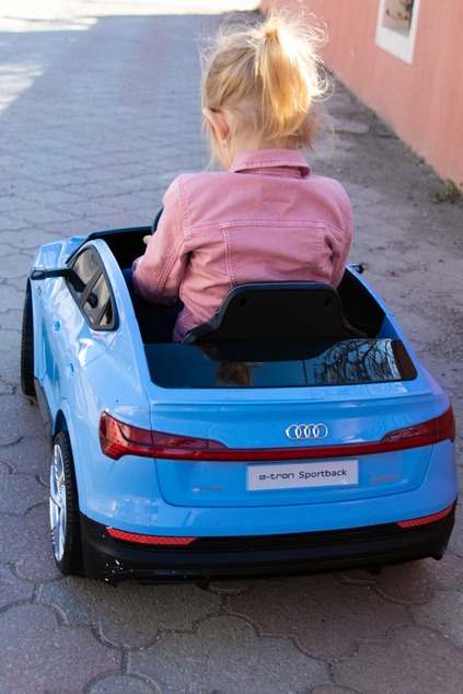 Electric ride-on car Audi E-tron Sportback 4x4 black, Leatherette seat, 2.4 GHz remote control, Eva