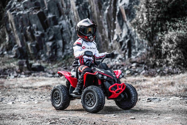 Can-am Renegade electric Ride-on quad, red, single seater, front and rear suspension, LED lights, Li