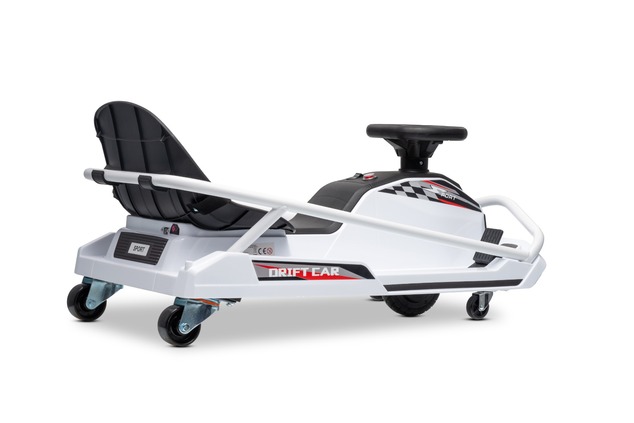 Beneo Motors Drift Electric Go-Kart 24V, White, 300W Brushless Motor, Lithium Battery, Drift Mode wi