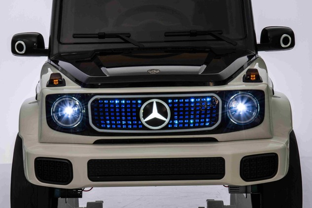 Electric Ride-on car Mercedes-Benz EQG 12V, white, LED underlighted body parts, Functional front and