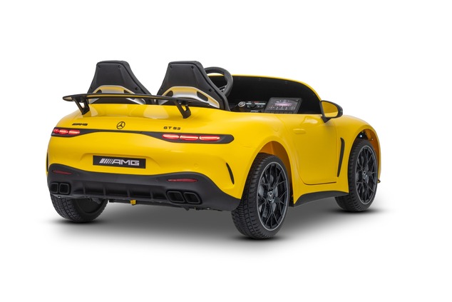 Electric Ride-on car Mercedes GT63 AMG 24V with 4x4 drive, yellow, Two-seater, Adjustable driver's s
