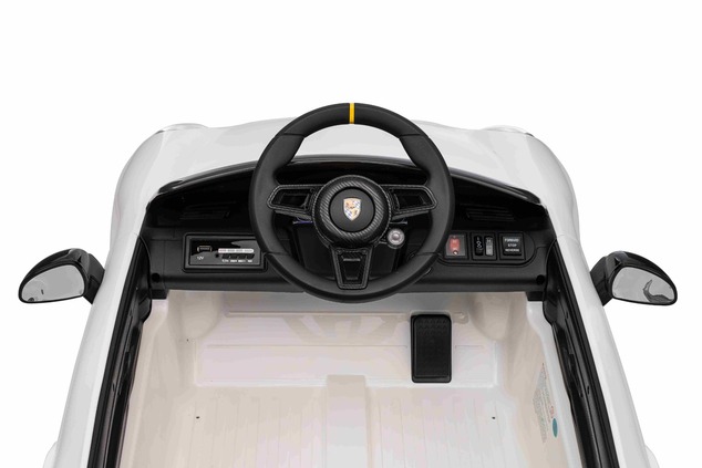 Electric Ride-on car RUF GT 12V, white, Opening doors, 2.4 GHz remote control, LED lights front and 