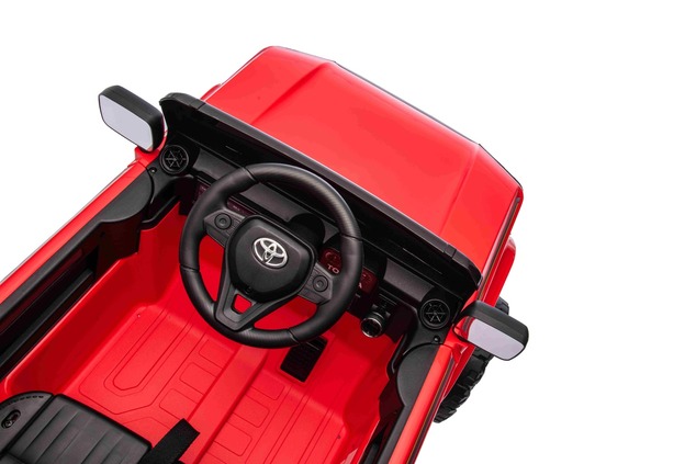Electric ride-on car Toyota Landcruiser 12V, red, wide single seat, 2.4 GHz remote control, USB / AU