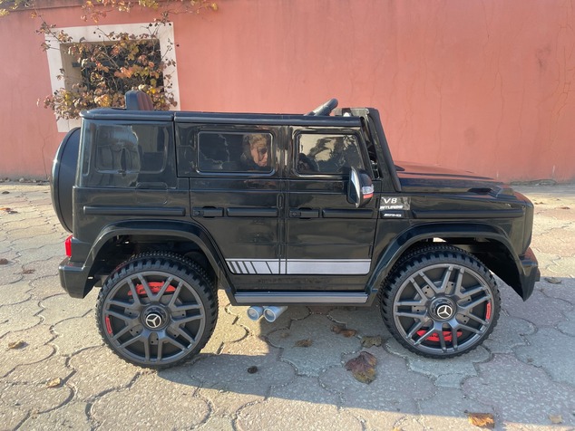 Electric ride-on car Mercedes G with high doors, black, Single seater, 12V battery, 2.4 GHz Remote c
