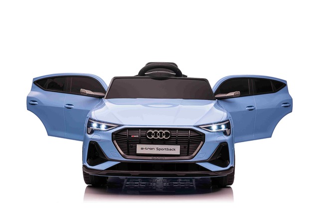 Electric Ride-on car Audi E-tron Sportback 12V, blue, wide single seat with three-point seat belt, 2
