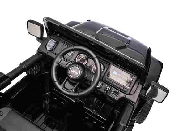 Jeep per bambini 4x4, Nero, sedile in ecopelle a due posti, radio con Bluetooth e ingresso USB