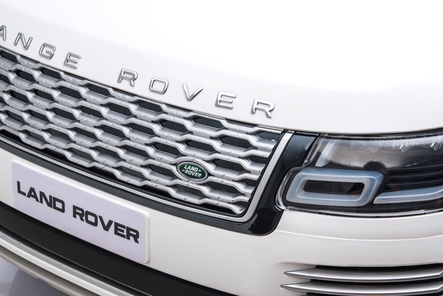 Electric Ride-On Range Rover, White, Double Leather Seat, LCD Display with USB Input, 4x4 Drive, 2x