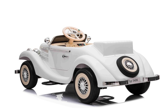 Electric Ride-On Toy Car Mercedes-Benz 540K, White, Local parental control by Steering wheel, 2.4Ghz
