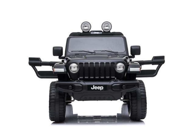 Electric Ride-On JEEP Wrangler, Black, Double Leather Seat, Radio with Bluetooth and USB Input, 4x4 