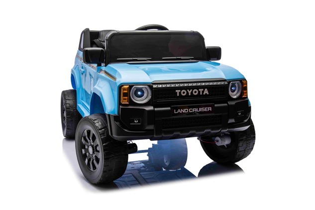 Electric ride-on car Toyota Landcruiser 12V, blue, wide single seat, 2.4 GHz remote control, USB / A