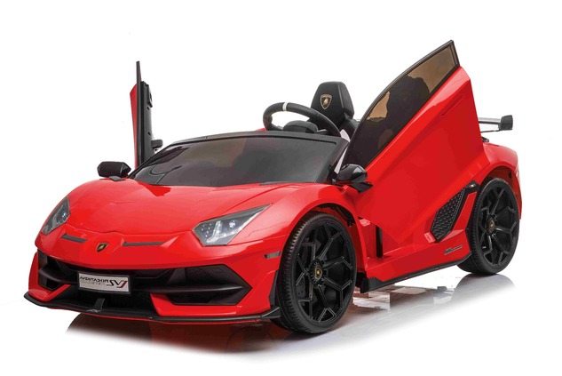 Electric Ride on Car Lamborghini Aventador 12V for two users, Red, Vertical opening doors, 2 x 12V E