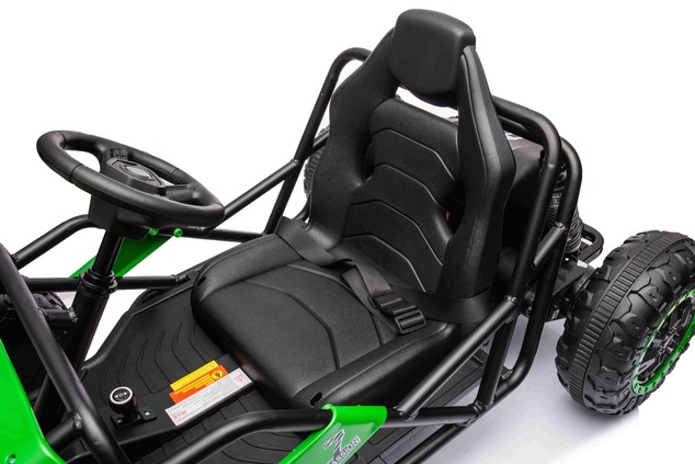 Electric Ride-on SPORT-CART 24V, green, Soft EVA wheels, Leatherette seat, 2 x 50W Motor, 24V Batter