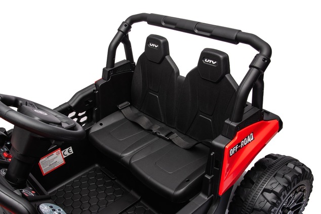 Electric ride-on car UTV Small 12V, red, Rear wheel drive, 12V battery, Plastic wheels, Wide double 