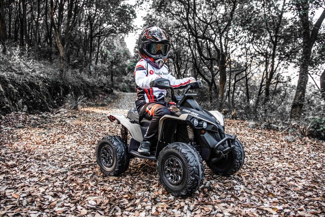 Can-am Renegade electric Ride-on quad, khaki, single seater, front and rear suspension, LED lights, 